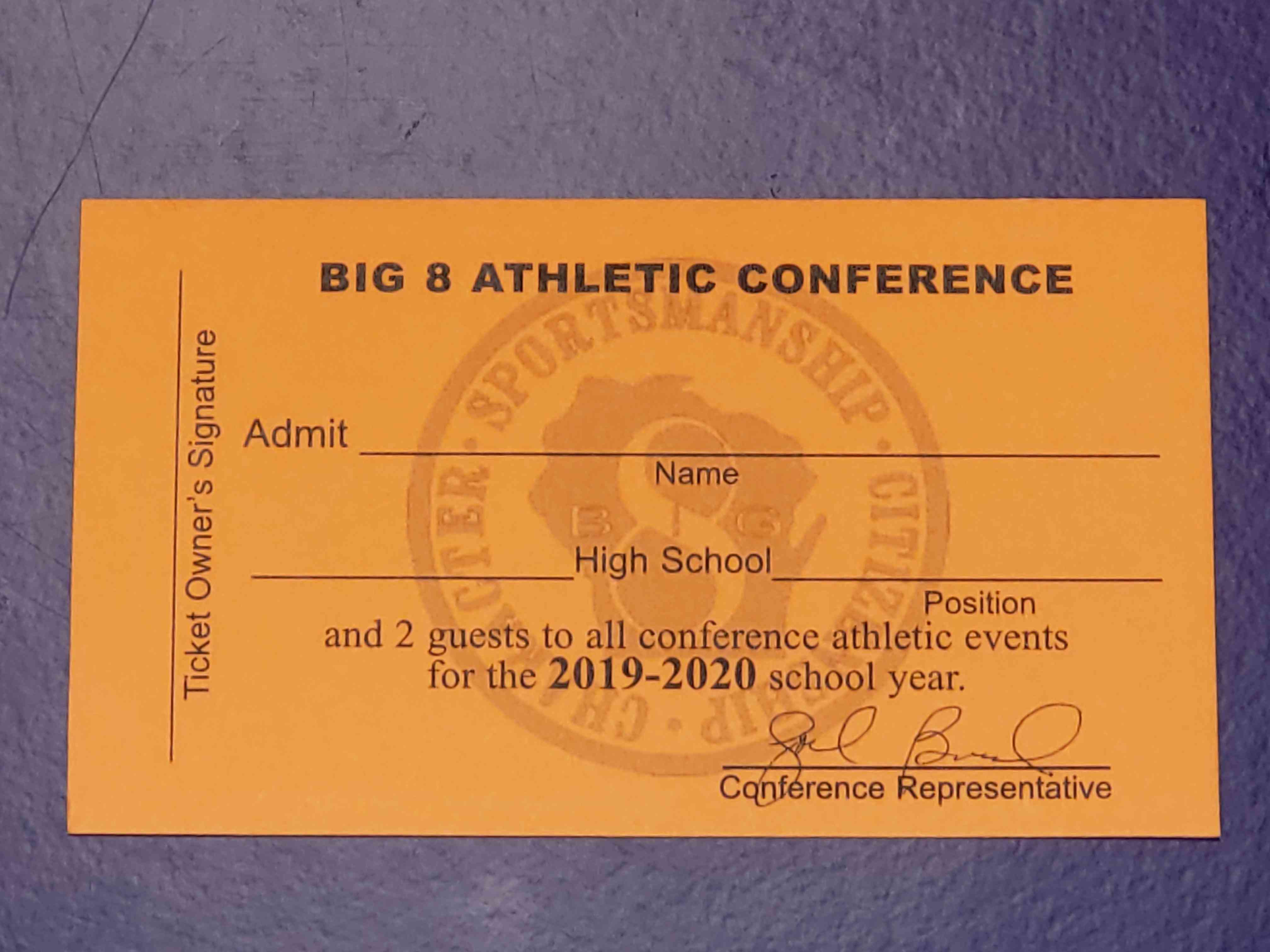 T-Shirt and Big 8 Conference Pass Image