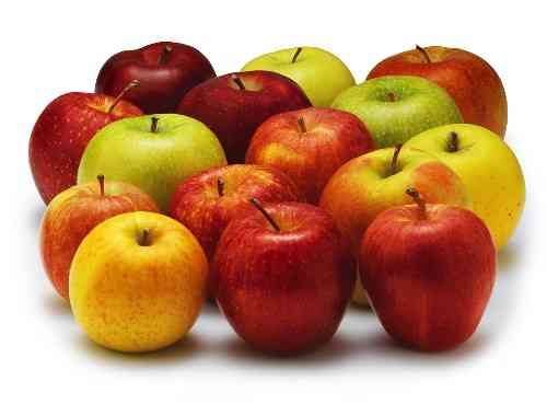 Medium Apple Box: Braeburn (8), Honeycrisp (8), Red Delicious (8), Granny Smith (8), and Golden Delicious (8) Image