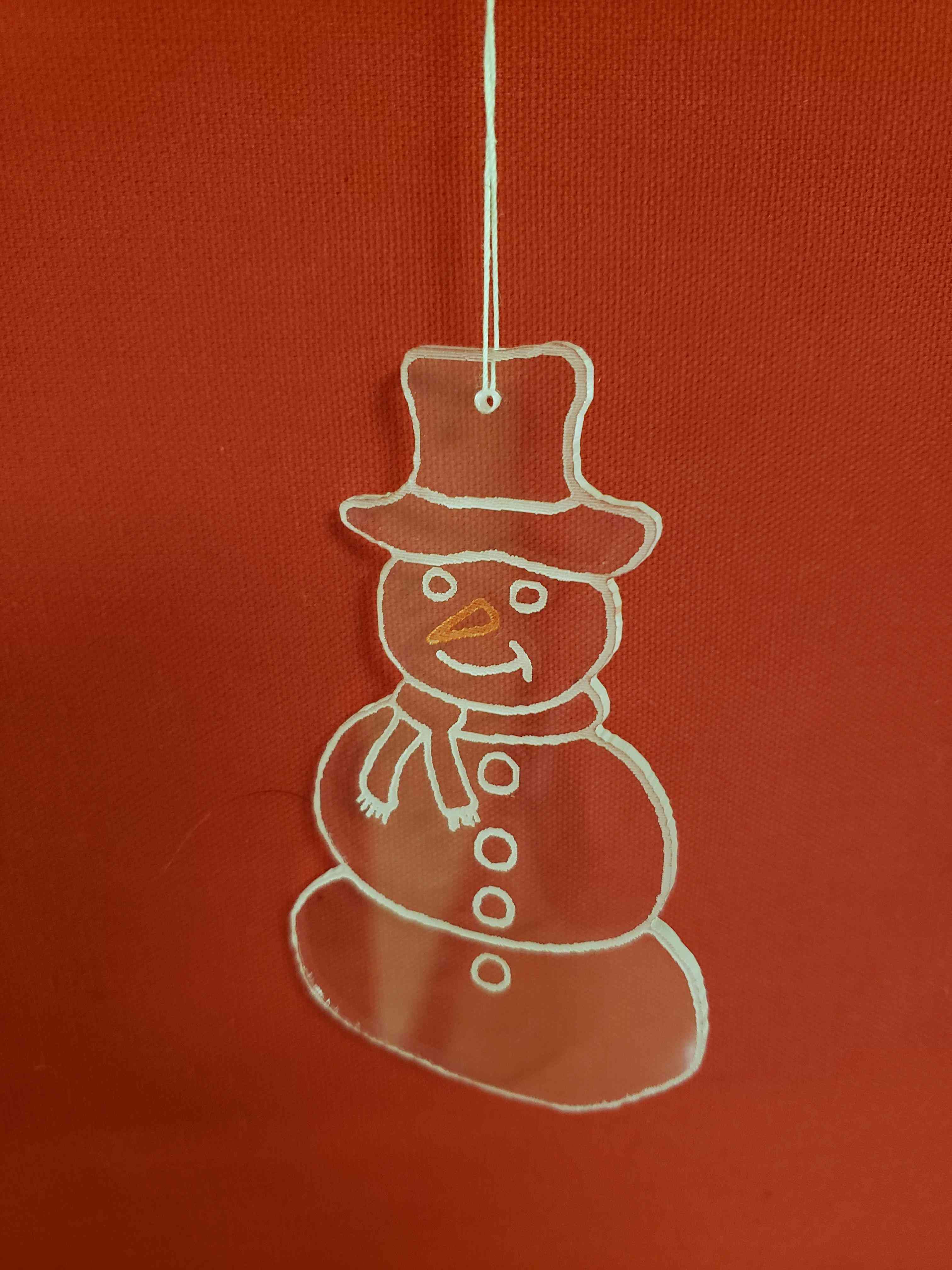 Laser Cut Acrylic Snowman Ornament Image